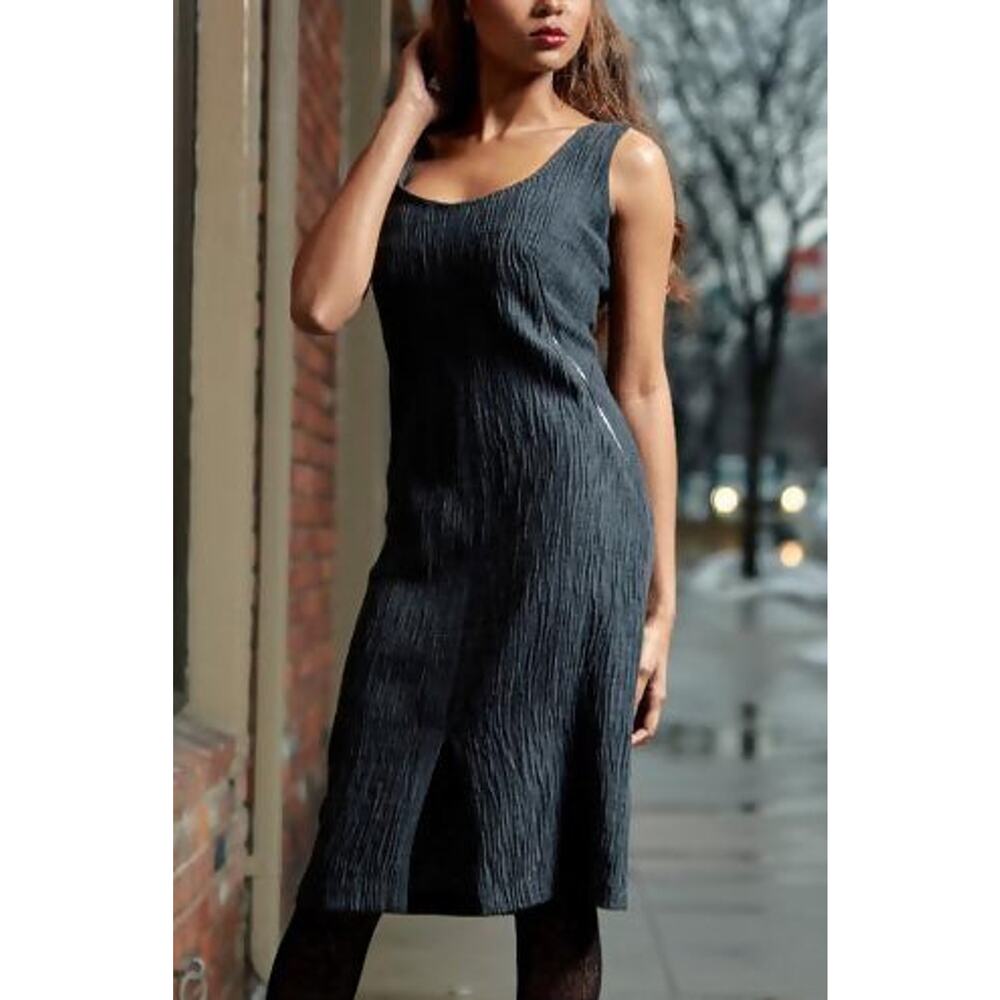 Lyudviga Couture Zipper Detail Textured Sleeveless Dress Gray Size 6